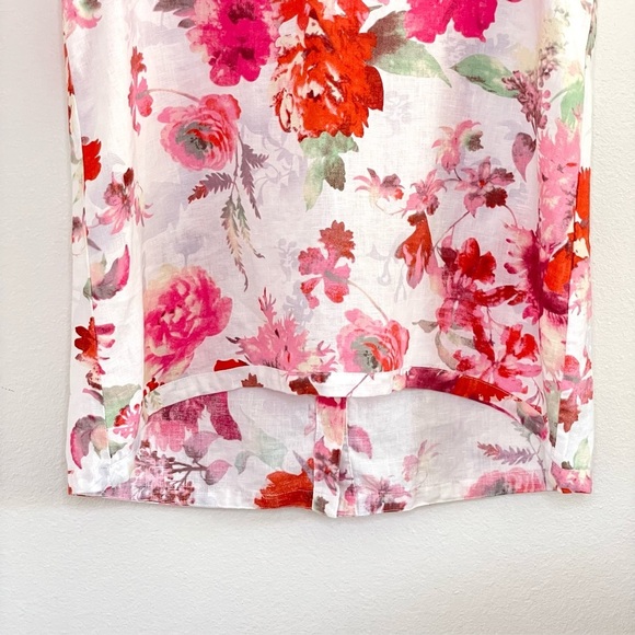 NEW Soft Surroundings Linen Floral Tunic Sleeveless Button Back Hooded Top MP - Picture 4 of 13